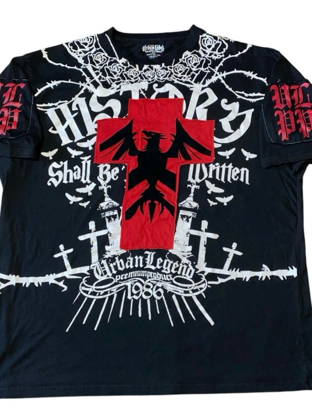 Urban Label History Shall Be Written Black Red T-Shirt Crow Revenge 6XL (DB2)